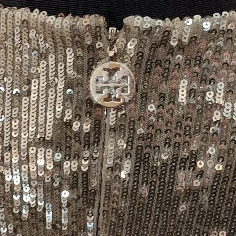 Tory Burch women's scoop neck knee length sequin dress - Picture 3 of 12